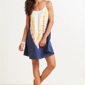 Sundry Blue and Yellow Tie-Dye Mini Dress